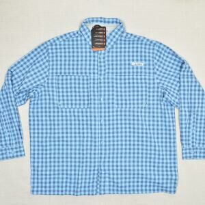 NEW Habit Men Button Down Shirt Plaid Polyester Blue Size 2XL Breathable Pocket